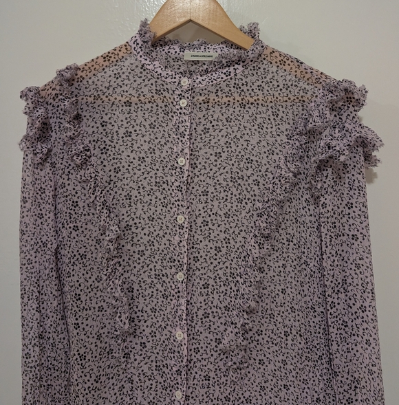 Zadig & Voltaire Purple Ruffled Floral Tweet Goa Sheer Blouse - Picture 4 of 14